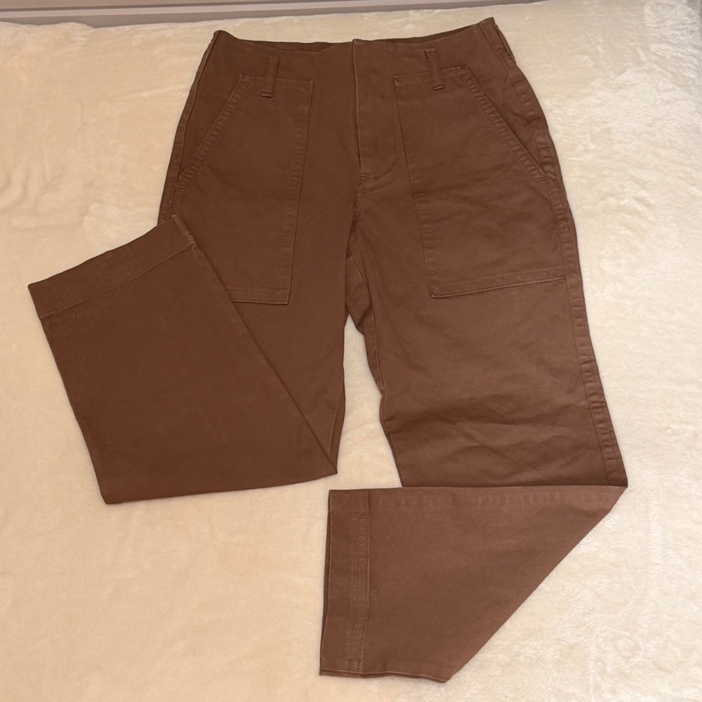 Everlane Utility Column Pant Brown Utility Patch Pocket Straight Leg Sz 0